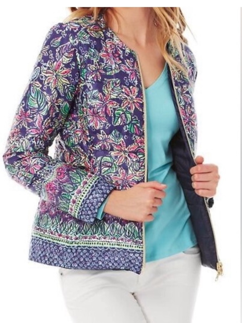 Lilly Pulitzer Reversible Puffer Jacket Floral Quilted